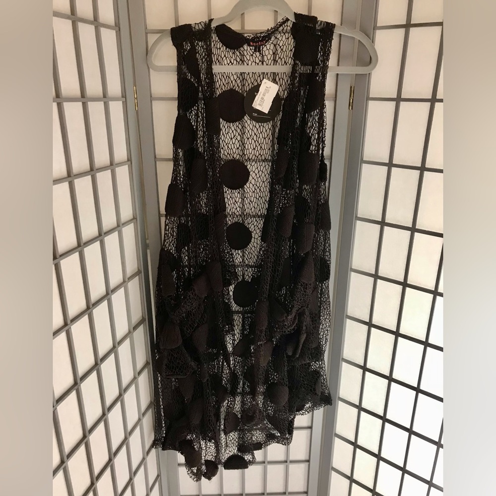 Open see through long cardigan vest